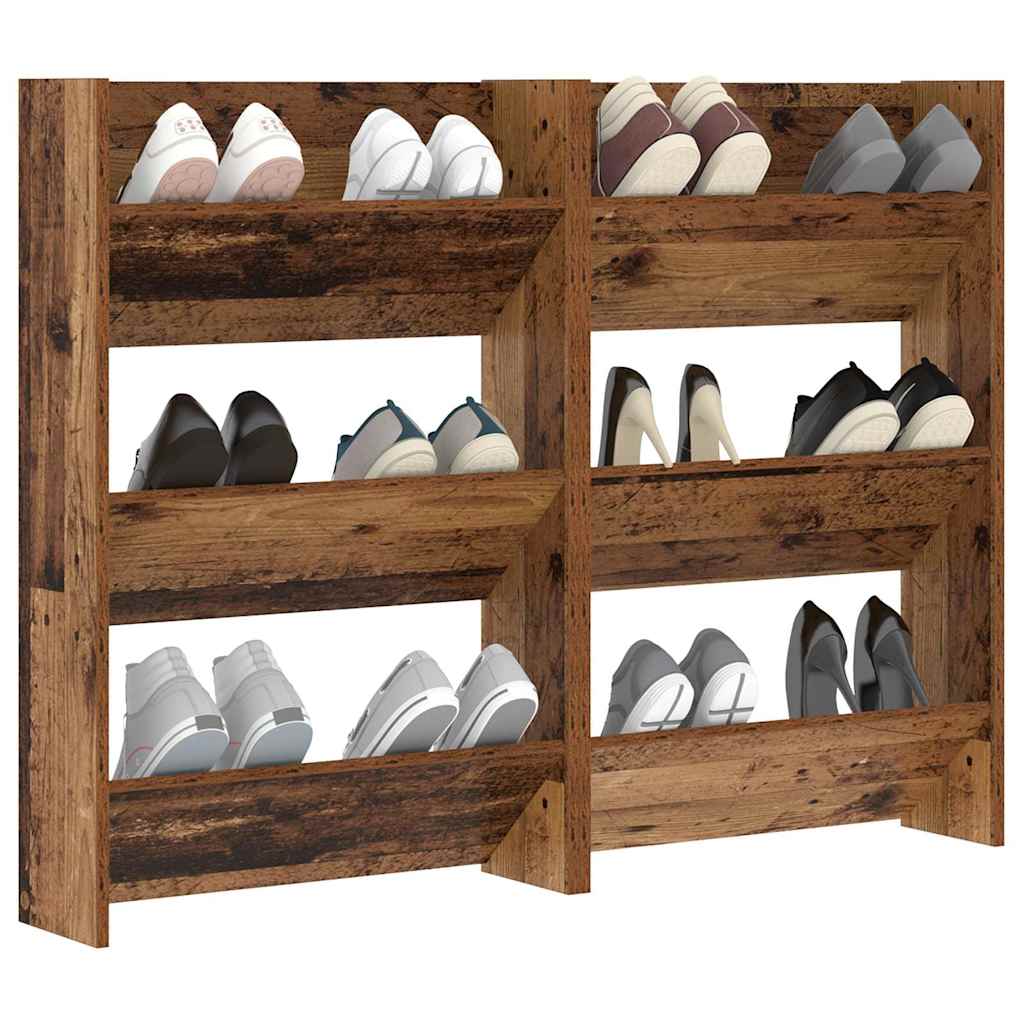 vidaXL Shoe Cabinet 2 pcs 60 x 18 x 90 cm Engineered Wood Old Wood 3