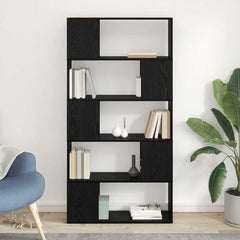 Book Cabinet Room Divider 80x24x155 cm Engineered Wood Black oak