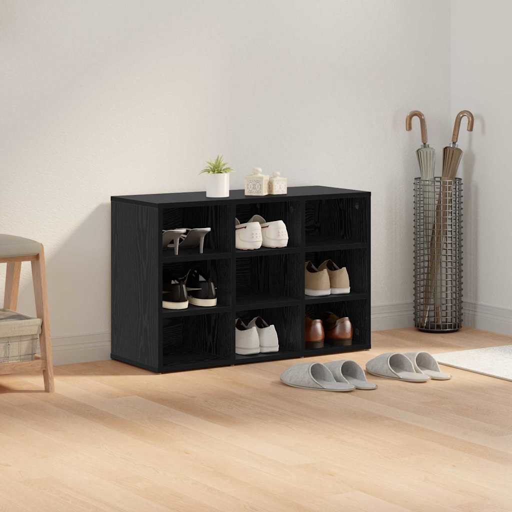 vidaXL Shoe Cabinet 77.5 x 30 x 51 cm Engineered Wood Black Oak 4