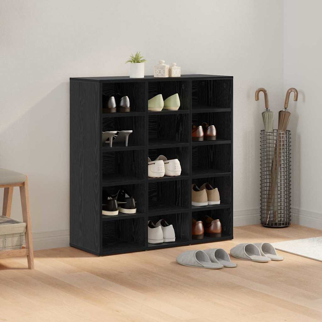 vidaXL Shoe Cabinet 77.5 x 30 x 83.5 cm Engineered Wood Black Oak 4