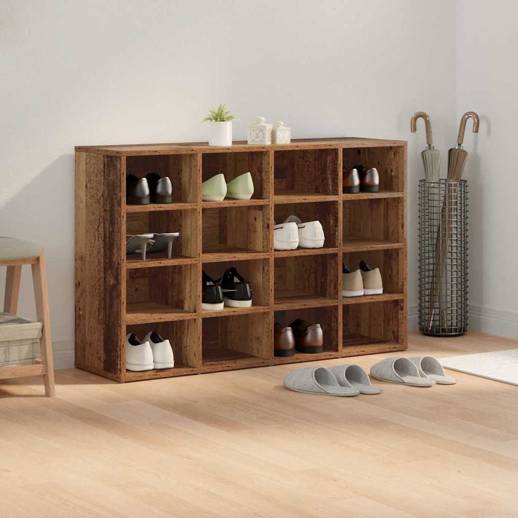 vidaXL Shoe Cabinet 103 x 30 x 67 cm Engineered Wood Old Wood 4
