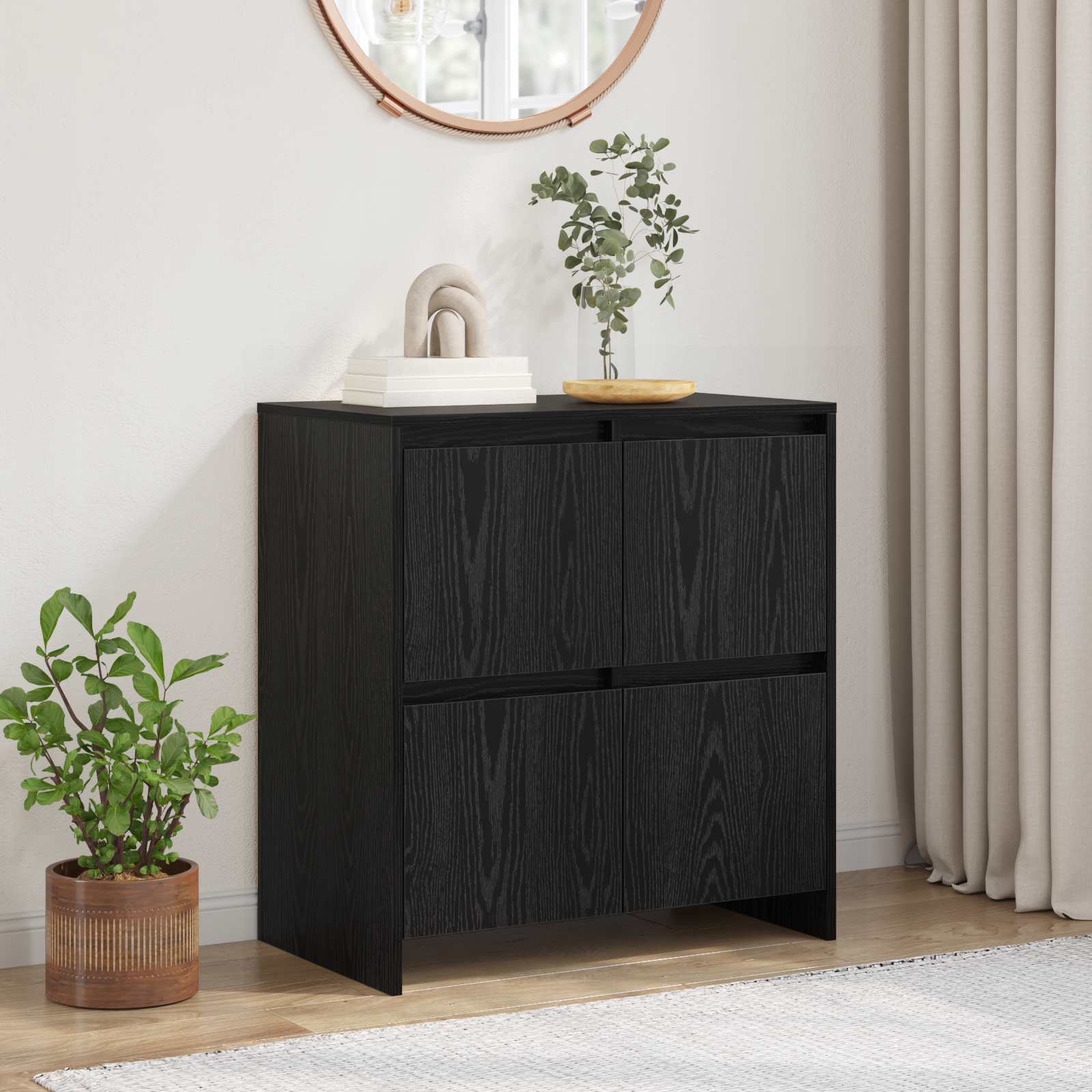 vidaXL Sideboard Black Oak 70 x 41 x 75 cm Engineered Wood 1