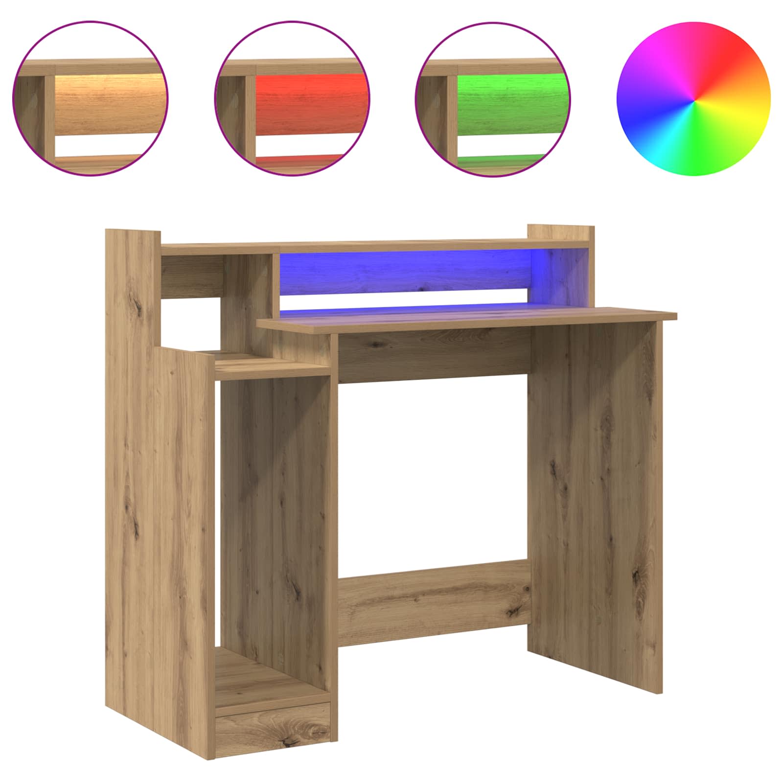 vidaXL Desk Artisan Oak 97 x 45 x 90 cm Engineered Wood 4