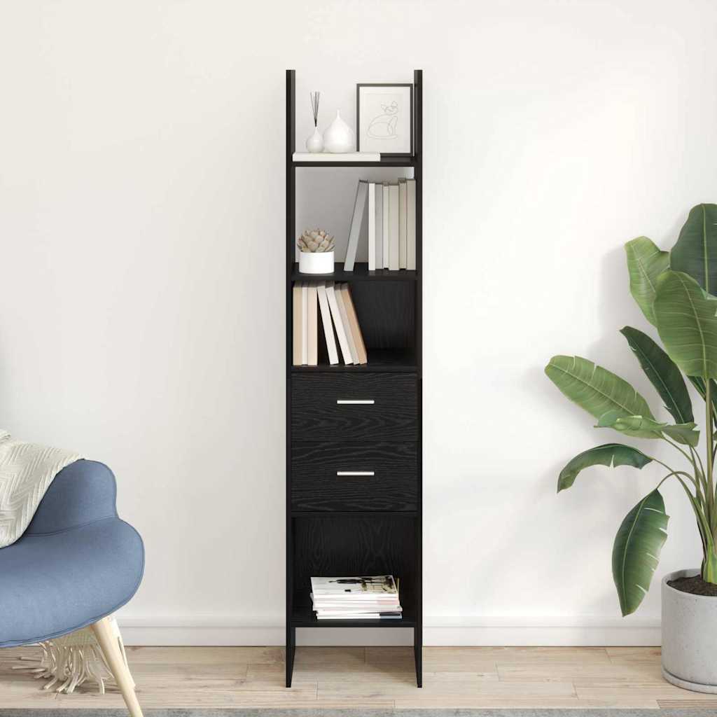 vidaXL Book Cabinet 2-Tier 40 x 35 x 180 cm Engineered Wood Black oak 1