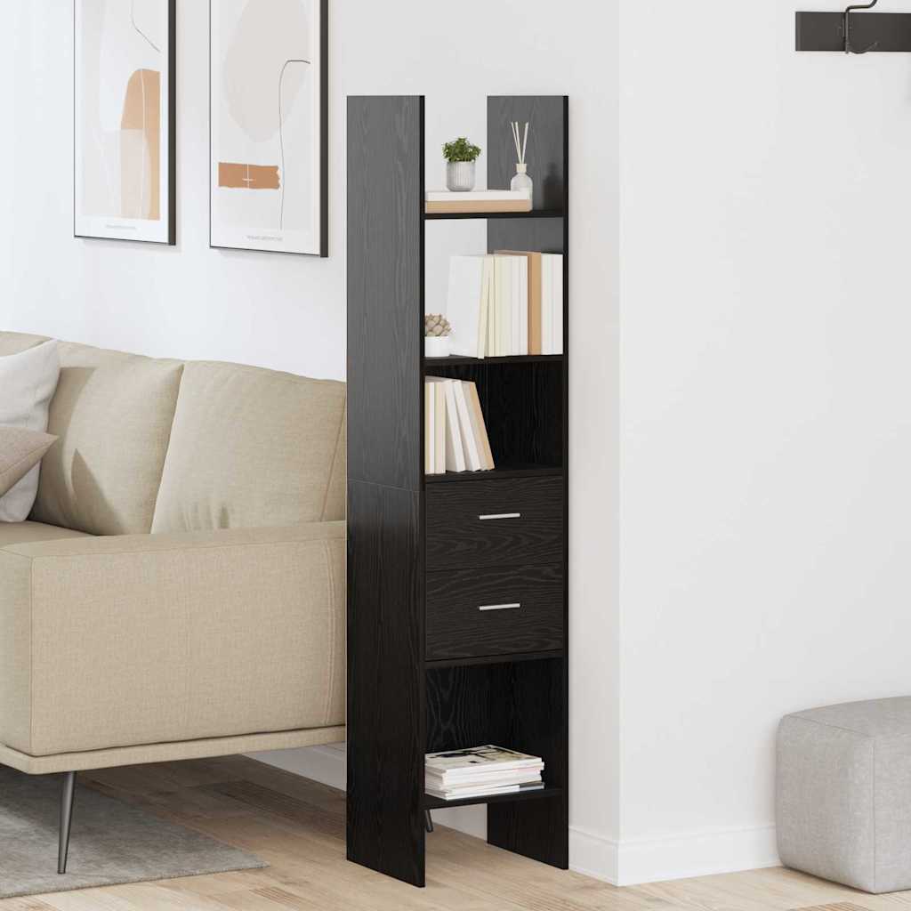 vidaXL Book Cabinet 2-Tier 40 x 35 x 180 cm Engineered Wood Black oak 4