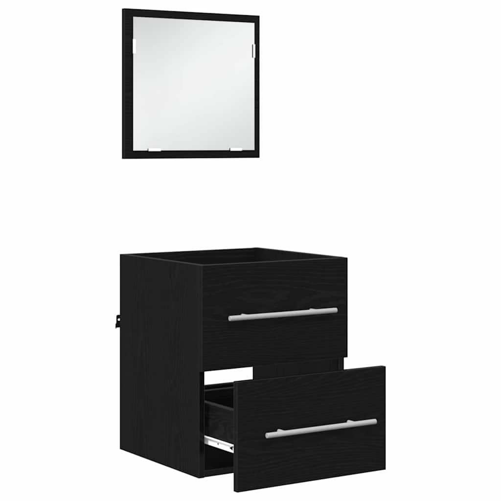 vidaXL Bathroom Furniture Set with Drawer Black 41 x 38.5 x 48 cm 5