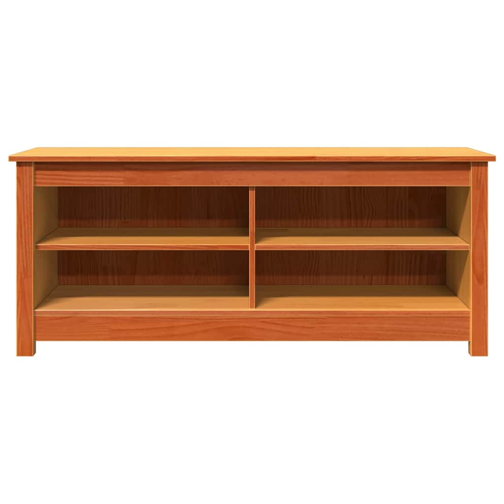 vidaXL Storage Bench 110 x 38 x 45.5 cm Solid Pine Wood Wax Brown 5
