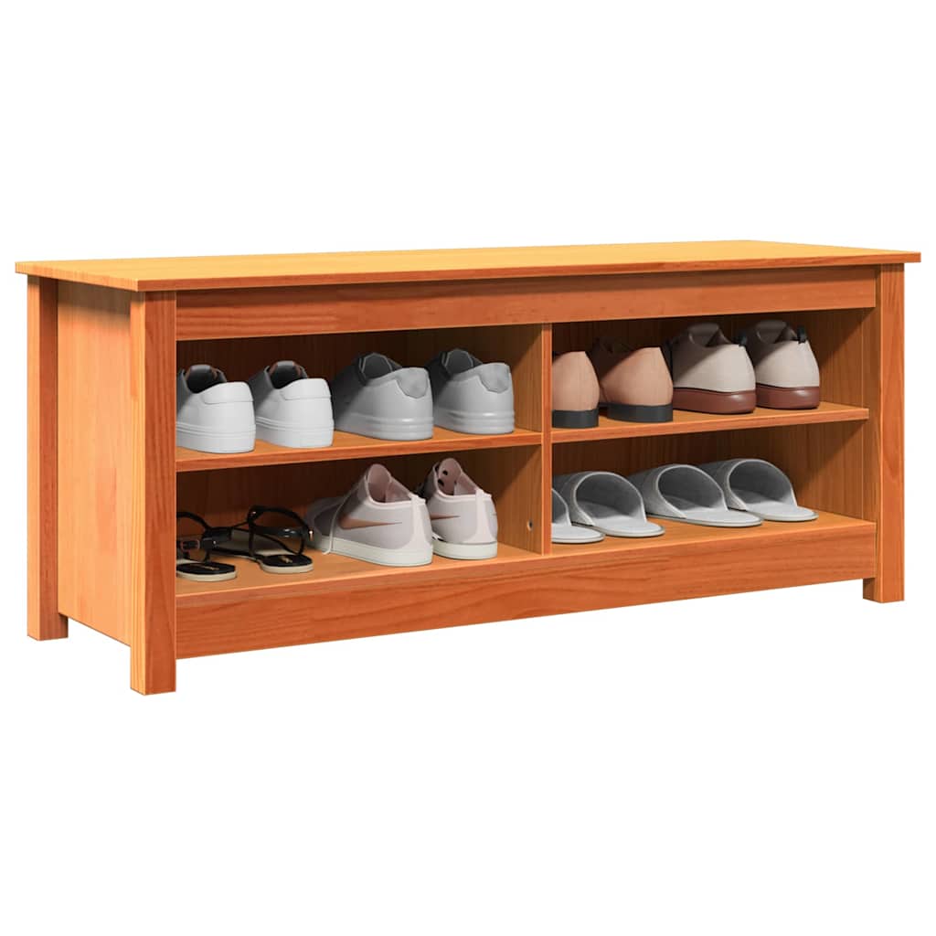 vidaXL Storage Bench 110 x 38 x 45.5 cm Solid Pine Wood Wax Brown 3