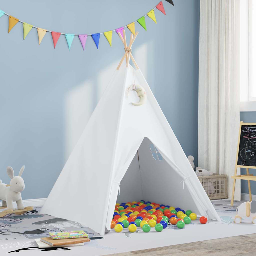 Teepee Tent White 120 x 120 x 150 cm Fabric and Plastic Multicolour
