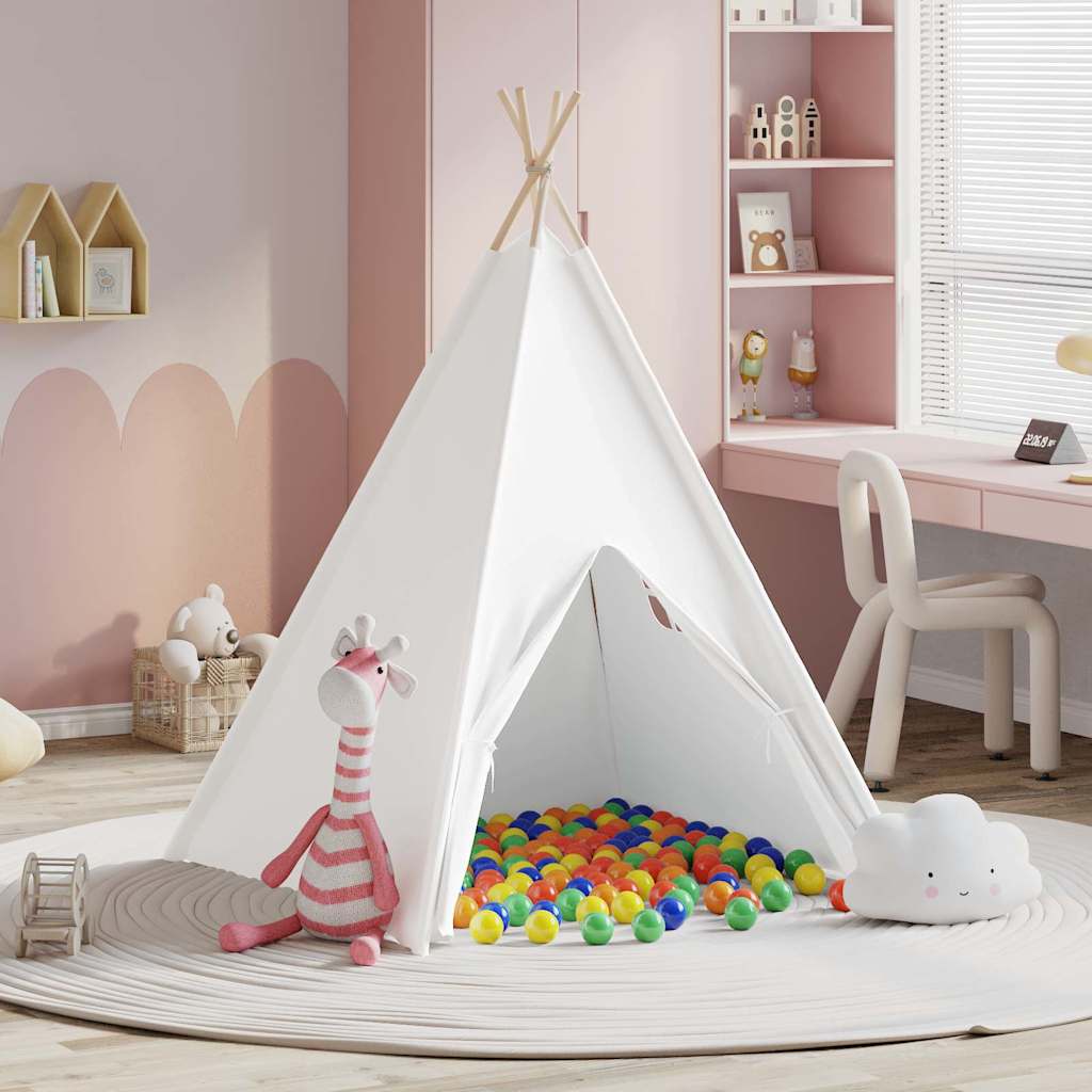 Teepee Tent White 120 x 120 x 150 cm Fabric and Plastic Multicolour
