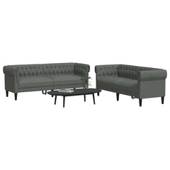 Living Room Couch 2 pcs Dark Grey Fabric 2-seater sofa +3-seater sofa