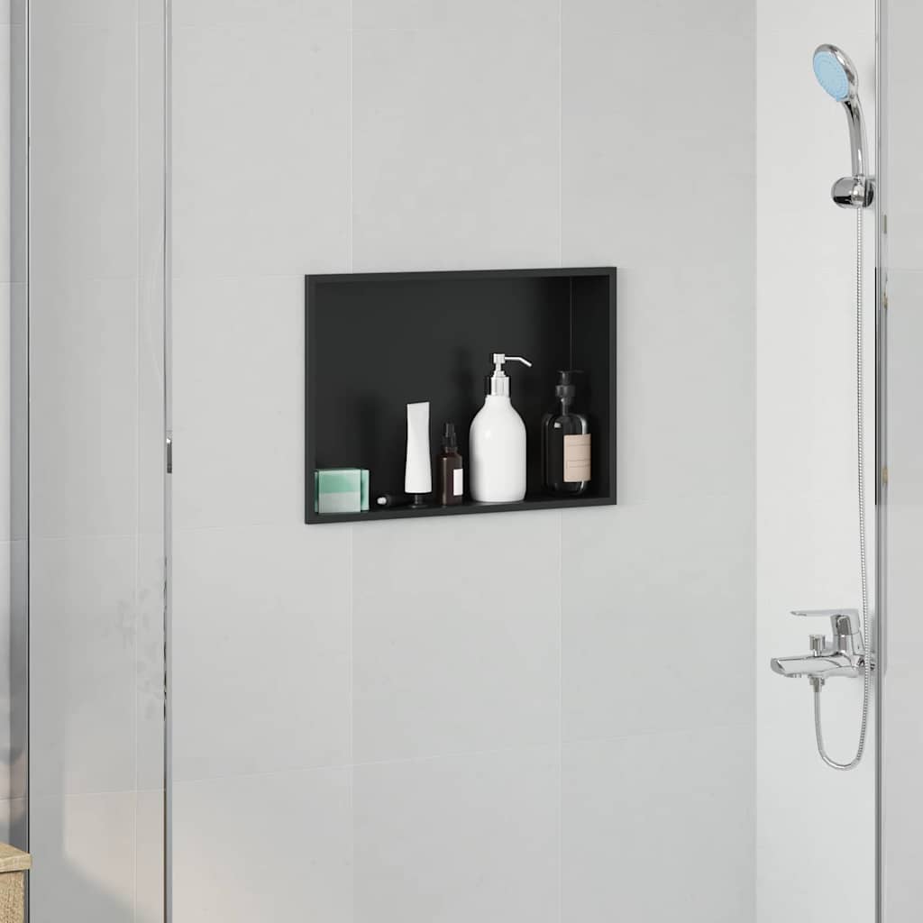 vidaXL Shower Niche Black 45 x 30 x 9.5 cm Stainless Steel 1