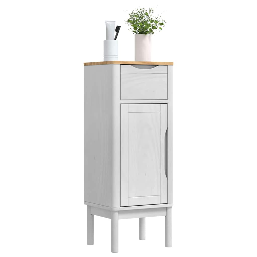 vidaXL Bathroom Cabinet FLORO White 35 x 30 x 90 cm Solid Pine Wood 3