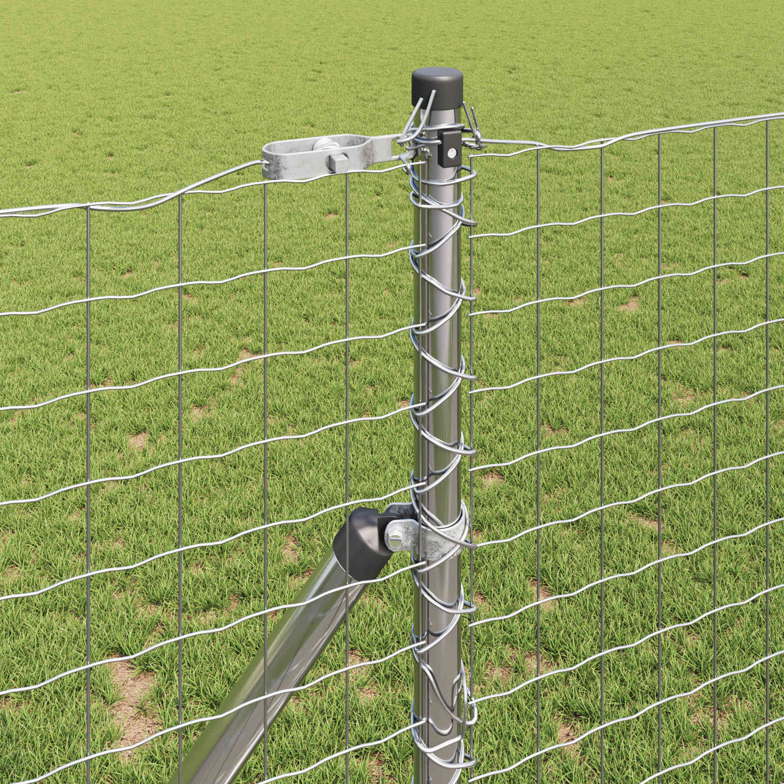 vidaXL Fence Post 12 pcs Silver Powder-coated steel 3