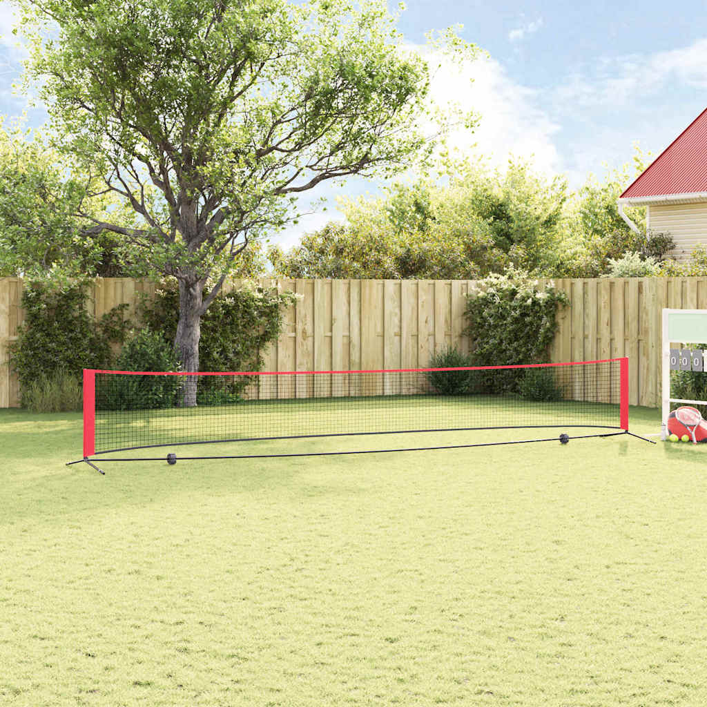 Tennis Net Folding Black and Red Polyester 595 cm 90.5 cm