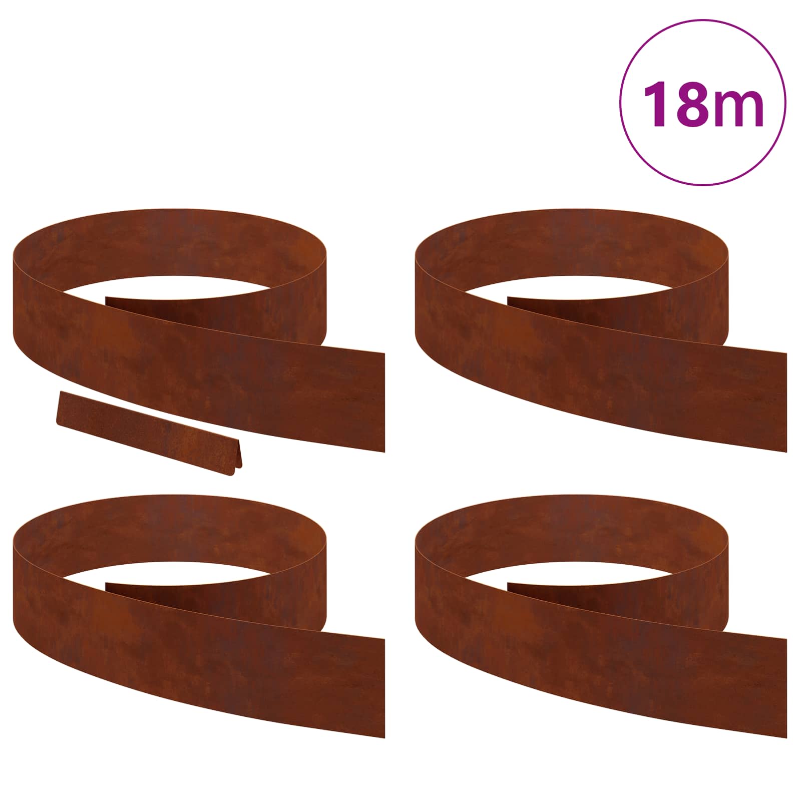 vidaXL Lawn Edging 450 x 15 cm Weathering Steel Rusty 3