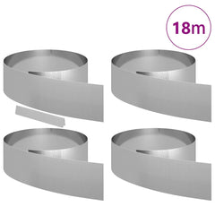 vidaXL Lawn Edging 4 pcs 450 x 20 cm Galvanised Steel Silver 3