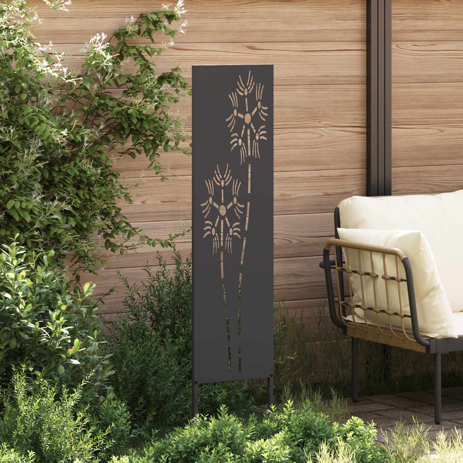 vidaXL Garden Privacy Screen Black 32 x 140 cm Cold-rolled steel 3