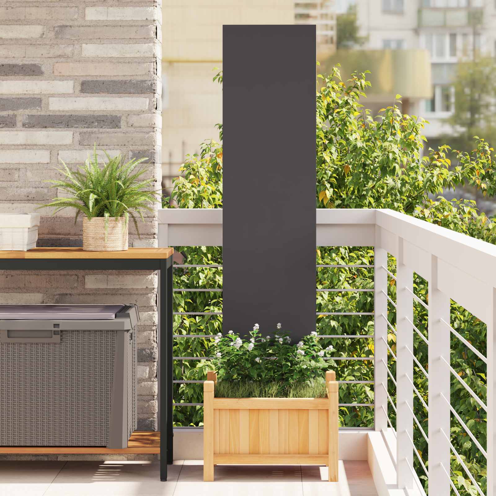 vidaXL Garden Privacy Screen Black 32 x 140 cm Cold-rolled steel 1
