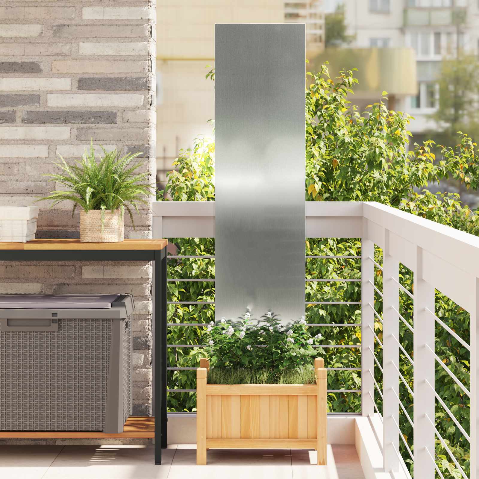 vidaXL Garden Privacy Screen Silver 32 x 140 cm Galvanised steel 1