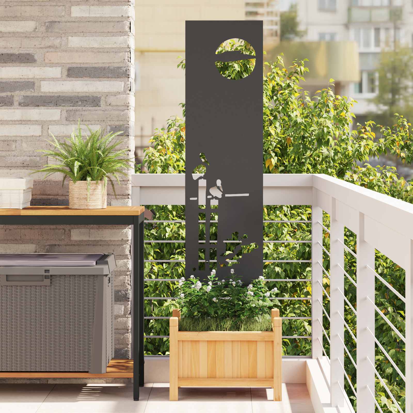 vidaXL Garden Privacy Screen Black 32 x 140 cm Cold-rolled steel 1