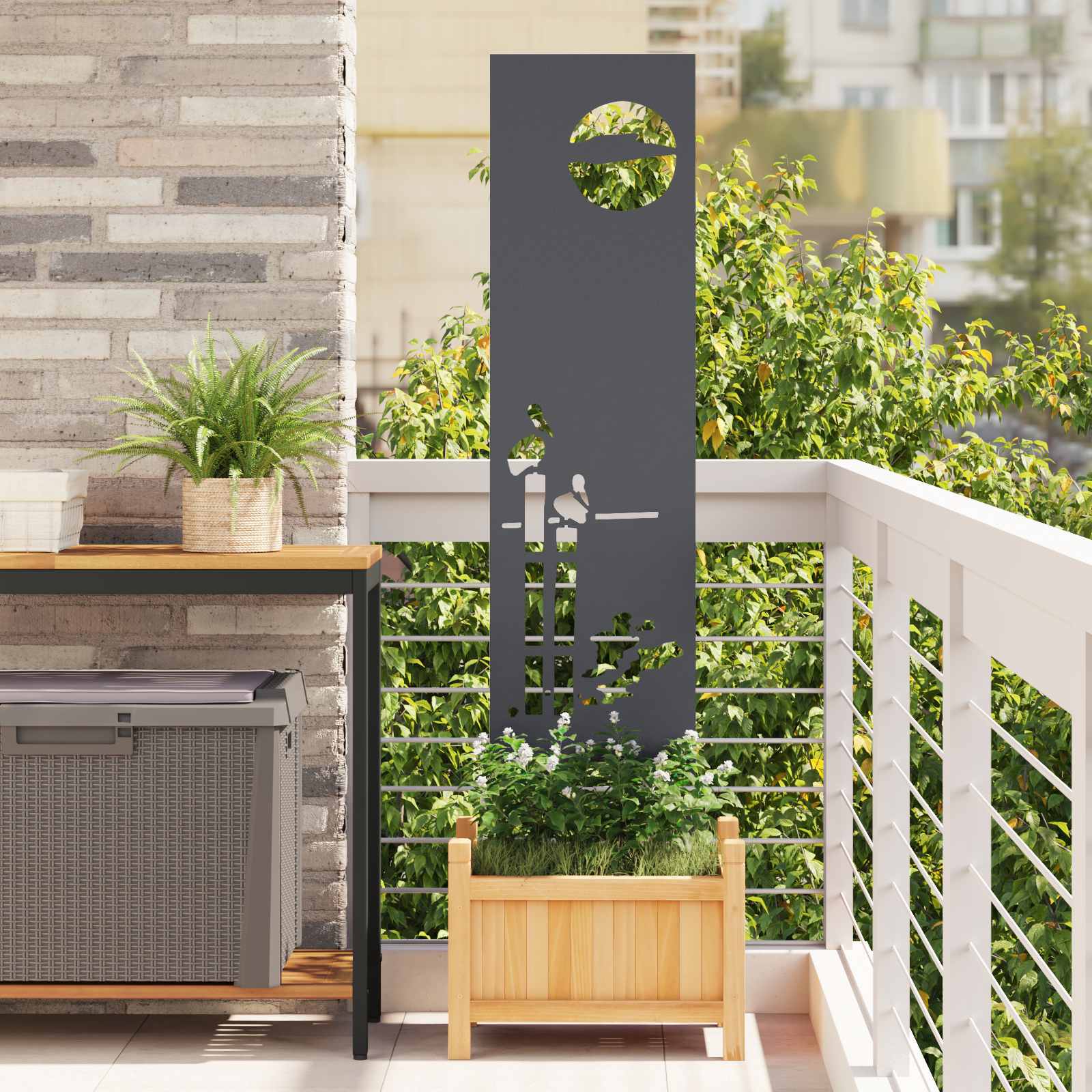 vidaXL Garden Privacy Screen Anthracite 32 x 140 cm Cold-rolled steel 1
