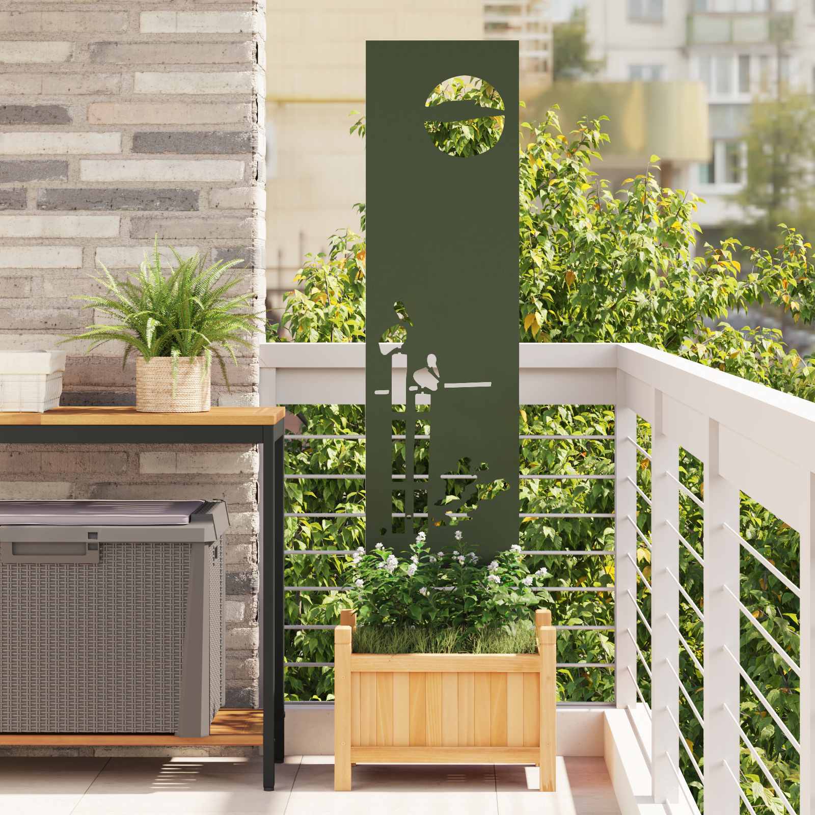 vidaXL Garden Privacy Screen Olive green 32 x 140 cm Cold-rolled steel 1