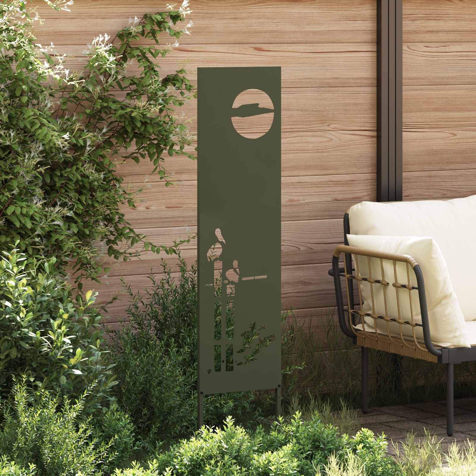 vidaXL Garden Privacy Screen Olive green 32 x 140 cm Cold-rolled steel 3