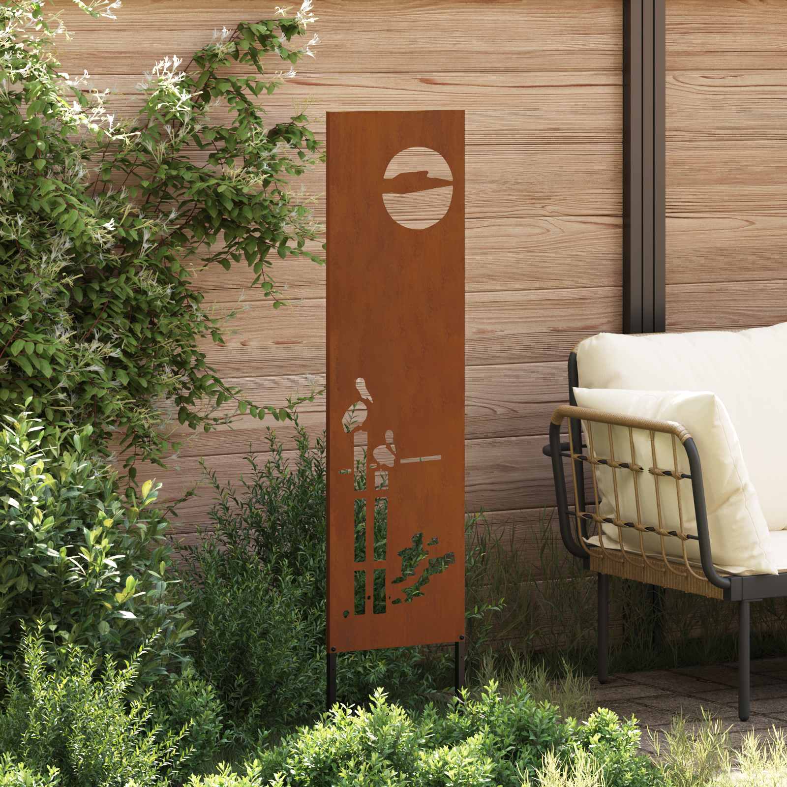 vidaXL Garden Privacy Screen Rusty 32 x 140 cm Weathering Steel 3