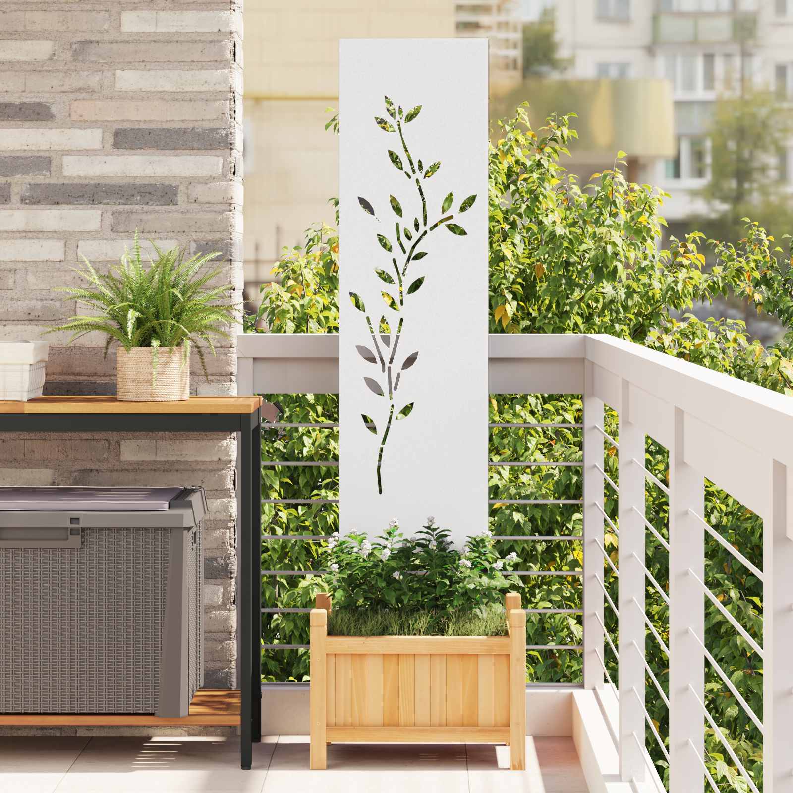 vidaXL Garden Privacy Screen White 32 x 140 cm Cold-rolled steel 1