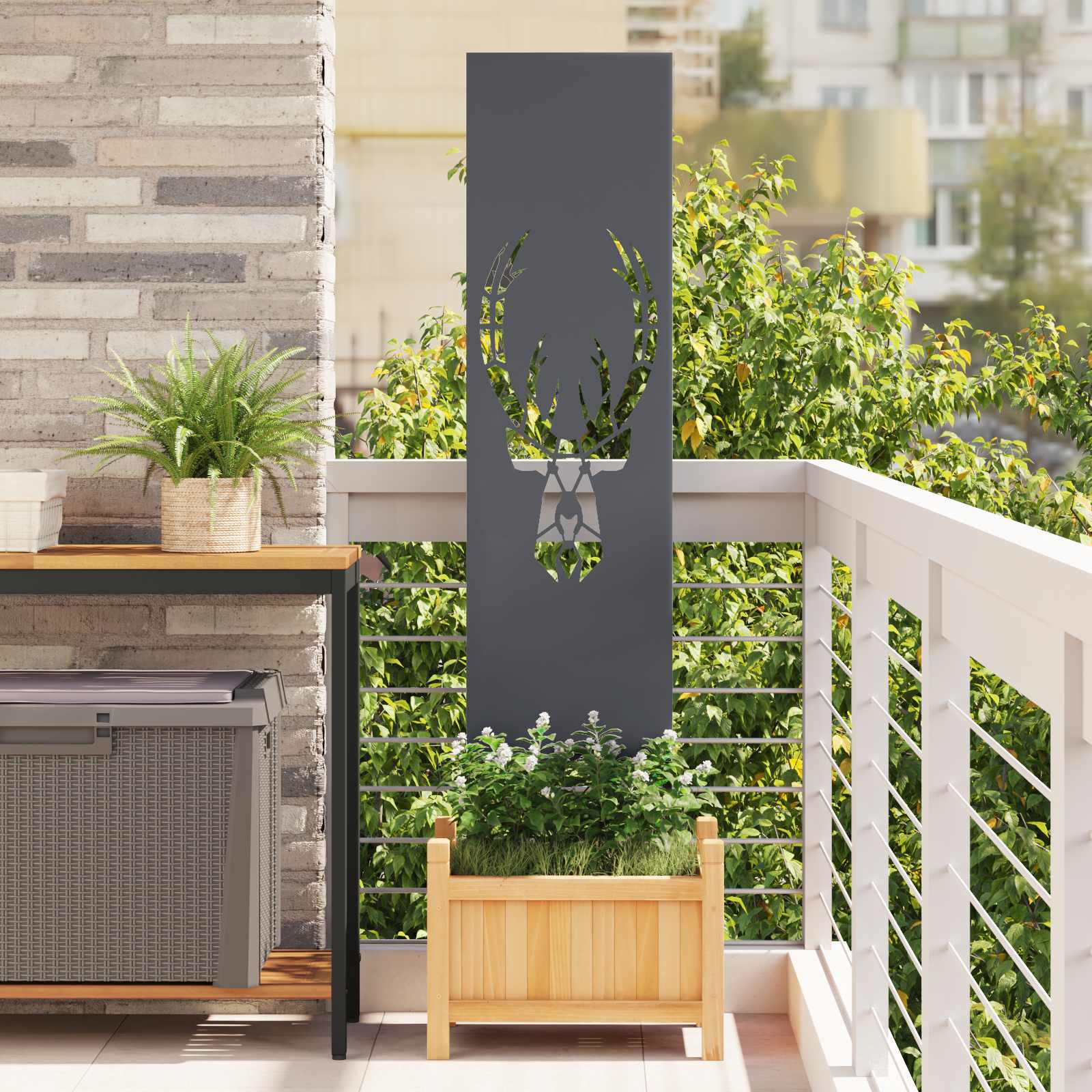 vidaXL Garden Privacy Screen Anthracite 32 x 140 cm Cold-rolled steel 1