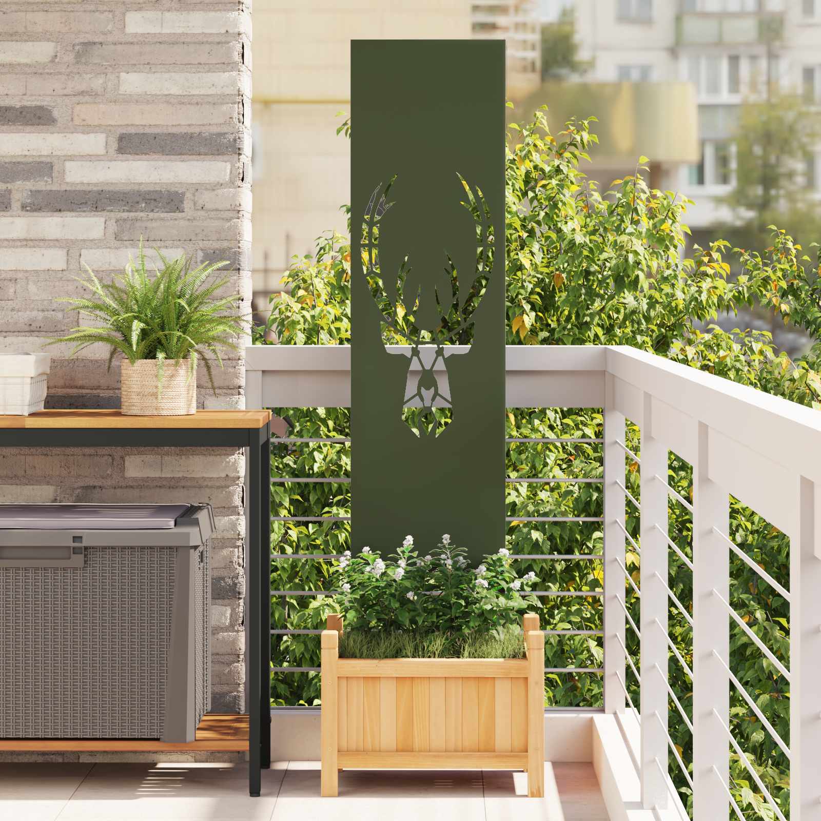vidaXL Garden Privacy Screen Olive green 32 x 140 cm Cold-rolled steel 1