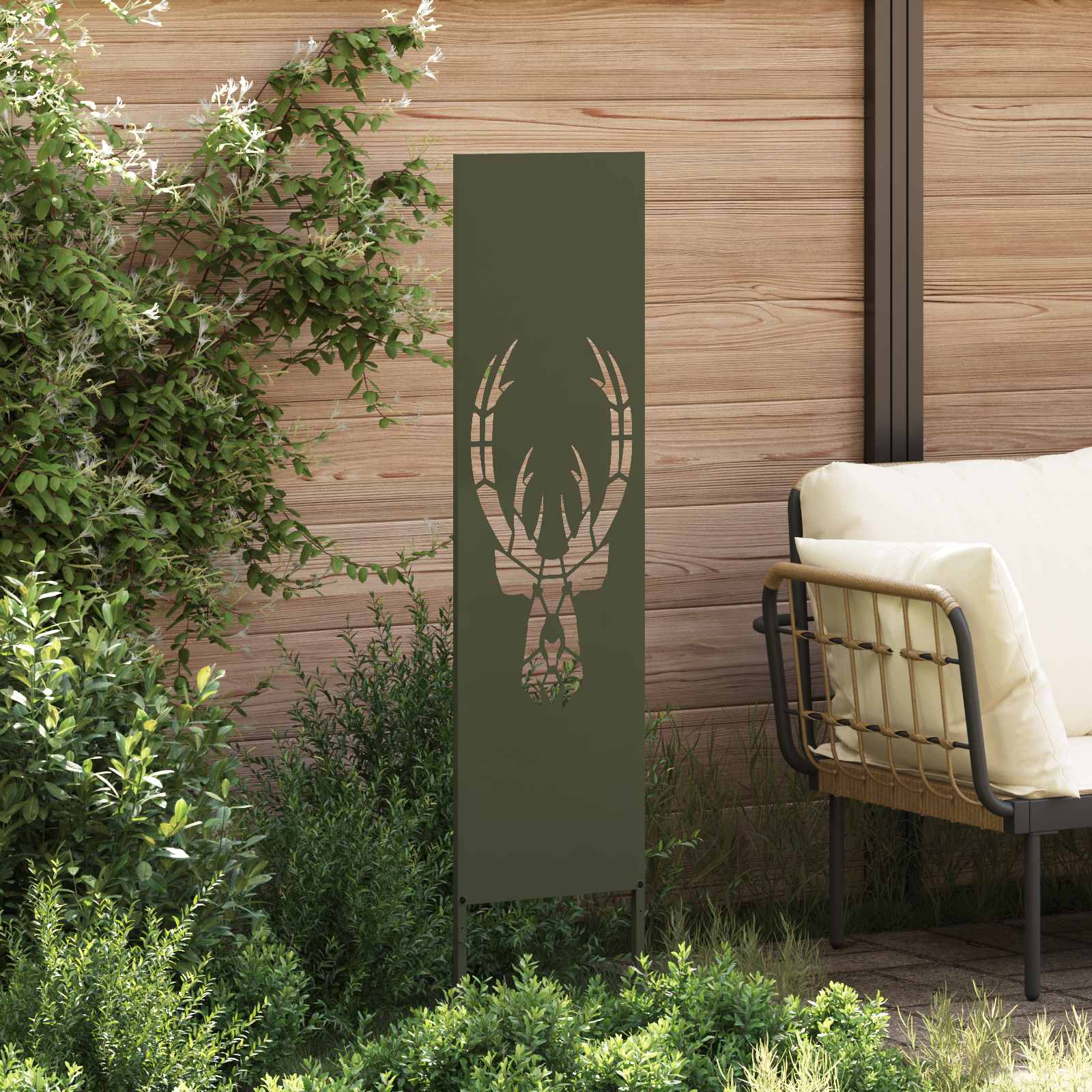 vidaXL Garden Privacy Screen Olive green 32 x 140 cm Cold-rolled steel 3