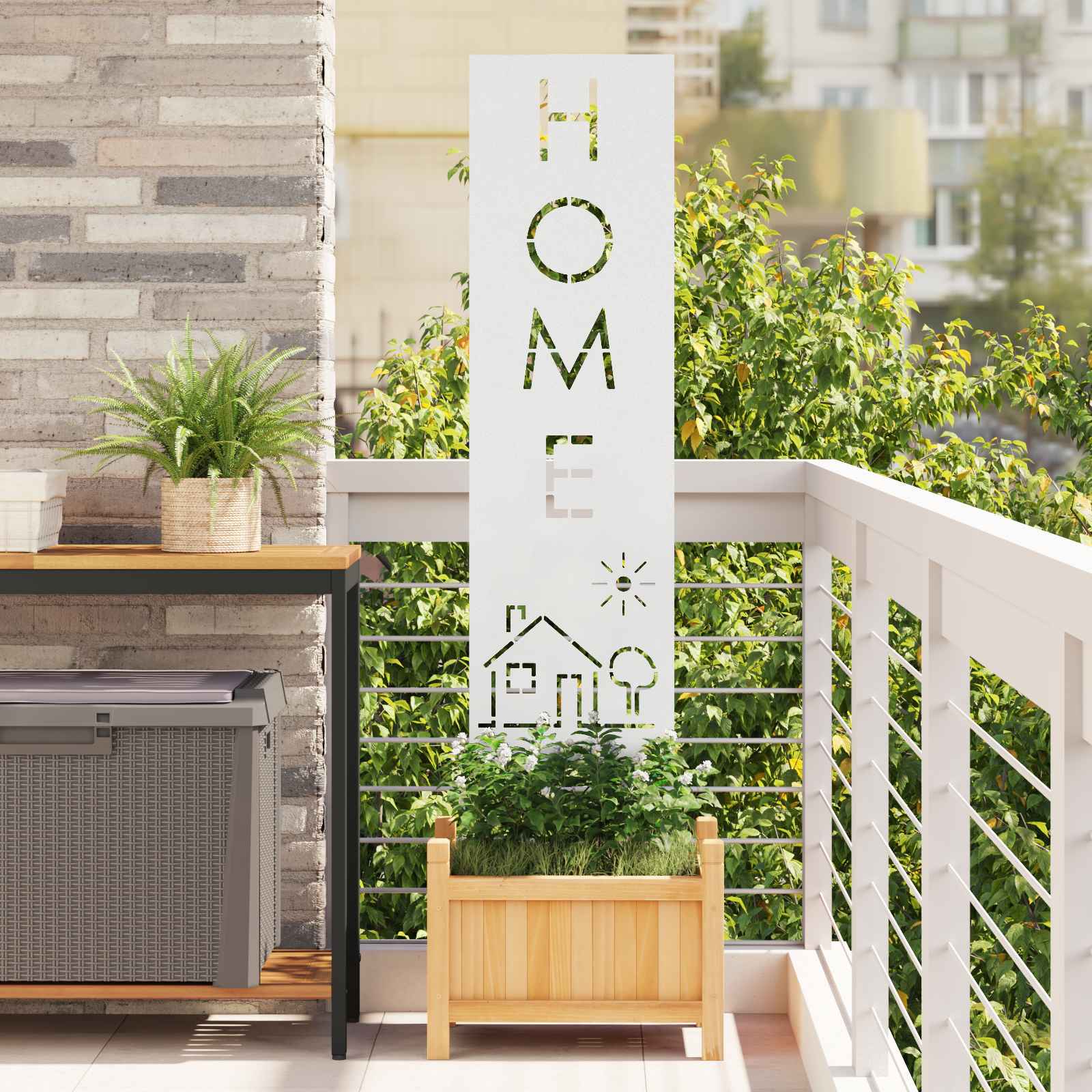 vidaXL Garden Privacy Screen White 32 x 140 cm Cold-rolled steel 1