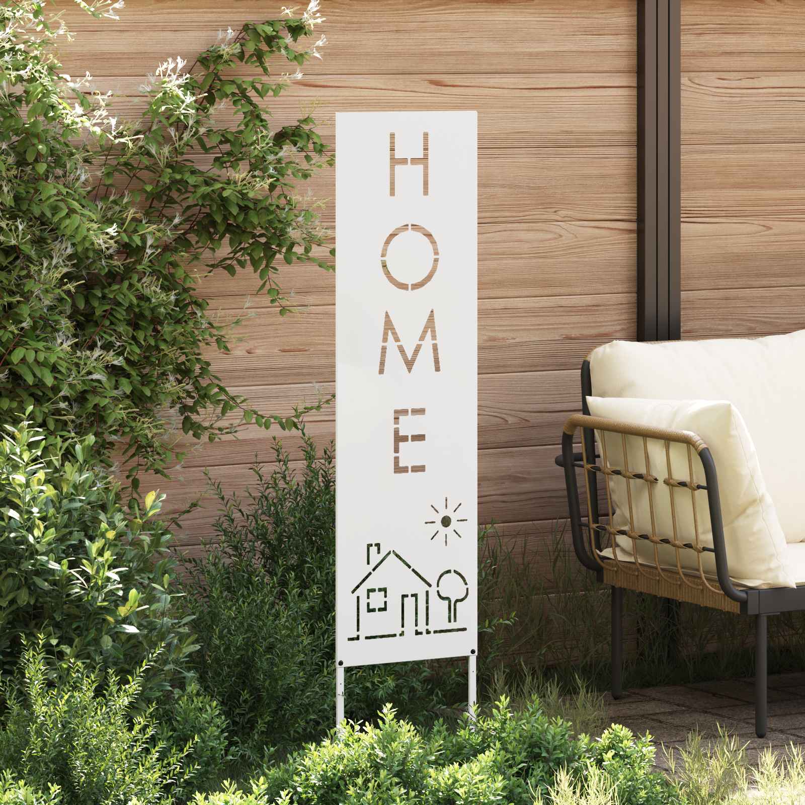 vidaXL Garden Privacy Screen White 32 x 140 cm Cold-rolled steel 3