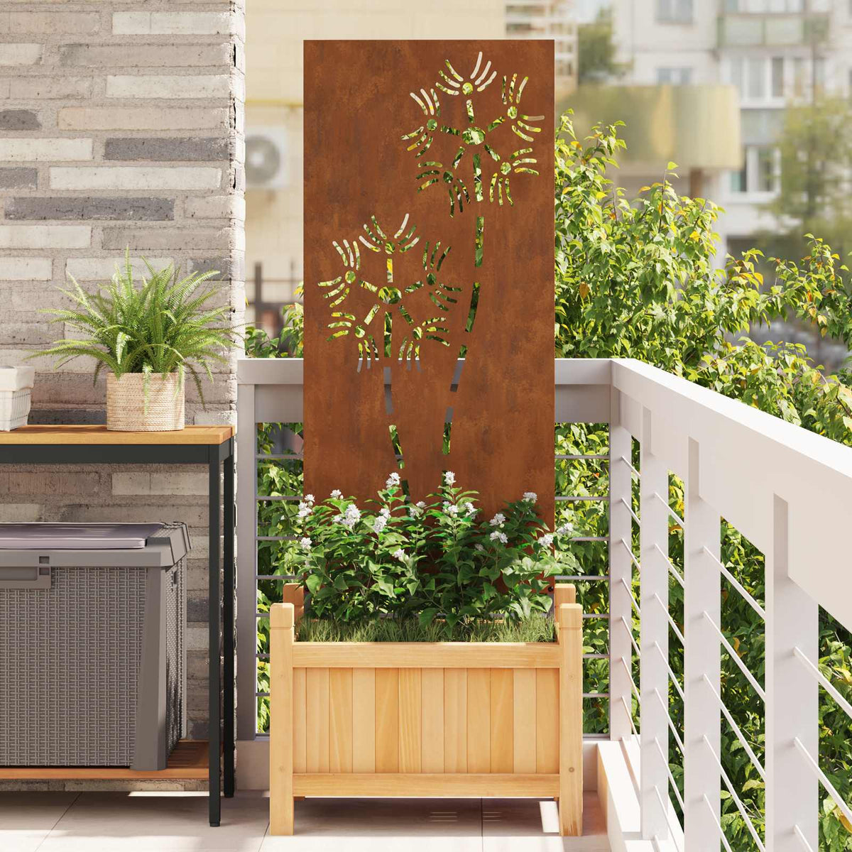 Garden Privacy Screen Rusty Weathering Steel