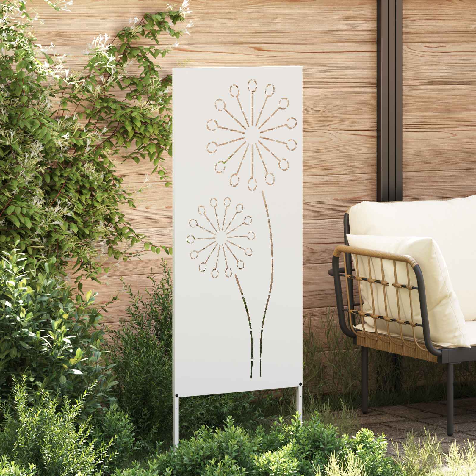 vidaXL Garden Privacy Screen White 50 x 140 cm Cold-rolled steel 3