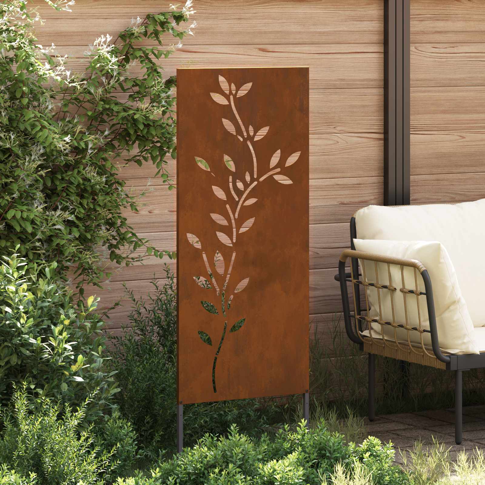 vidaXL Garden Privacy Screen Floral Rusty 50 x 140 cm Weathering Steel 3
