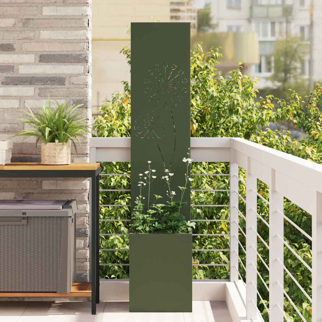Garden Privacy Screen Fretwork Olive Green