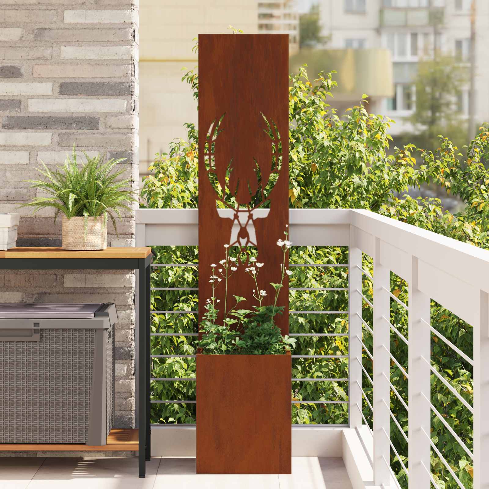 vidaXL Garden Privacy Screen Rusty 32 x 32 x 150 cm Weathering steel 1