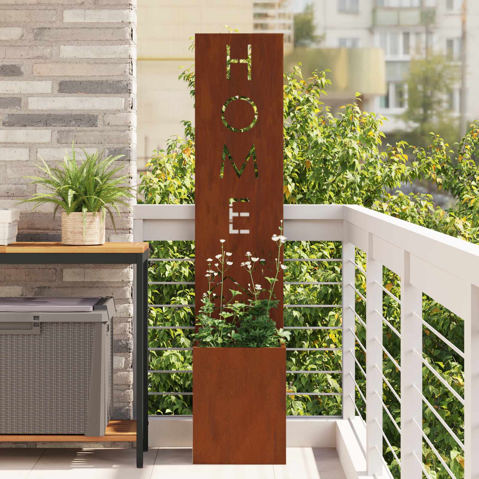 vidaXL Garden Privacy Screen Rusty 32 x 32 x 150 cm Weathering steel 1