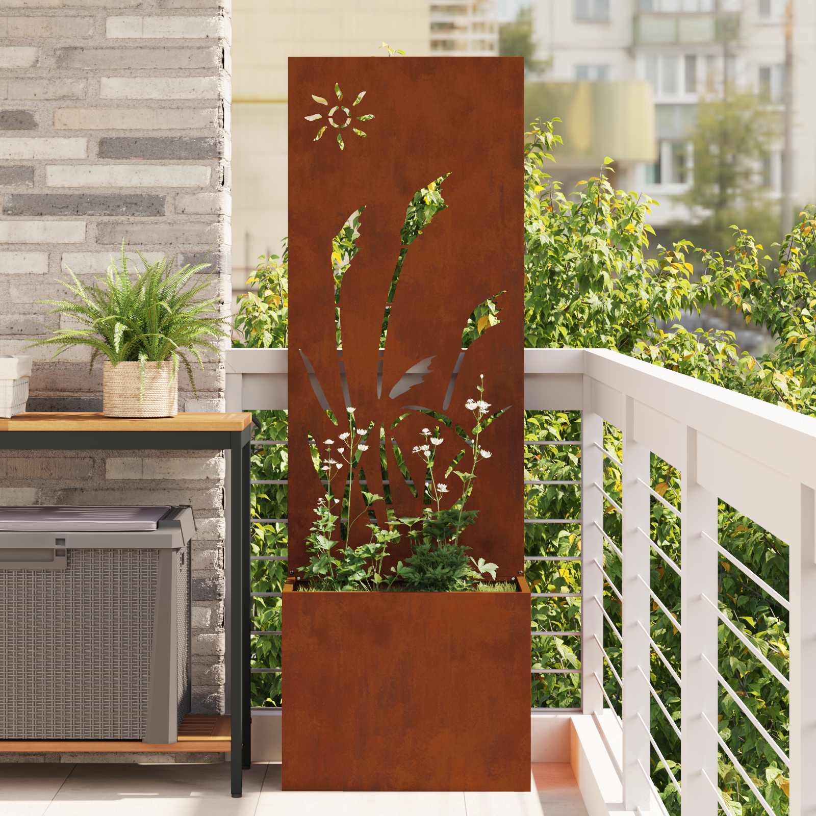 vidaXL Garden Privacy Screen Rusty 50 x 32 x 150 cm Weathering steel 1