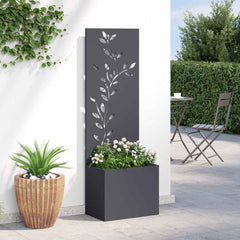 Garden Privacy Screen Fretwork 50 x 32 x 150 cm Anthracite Leaf