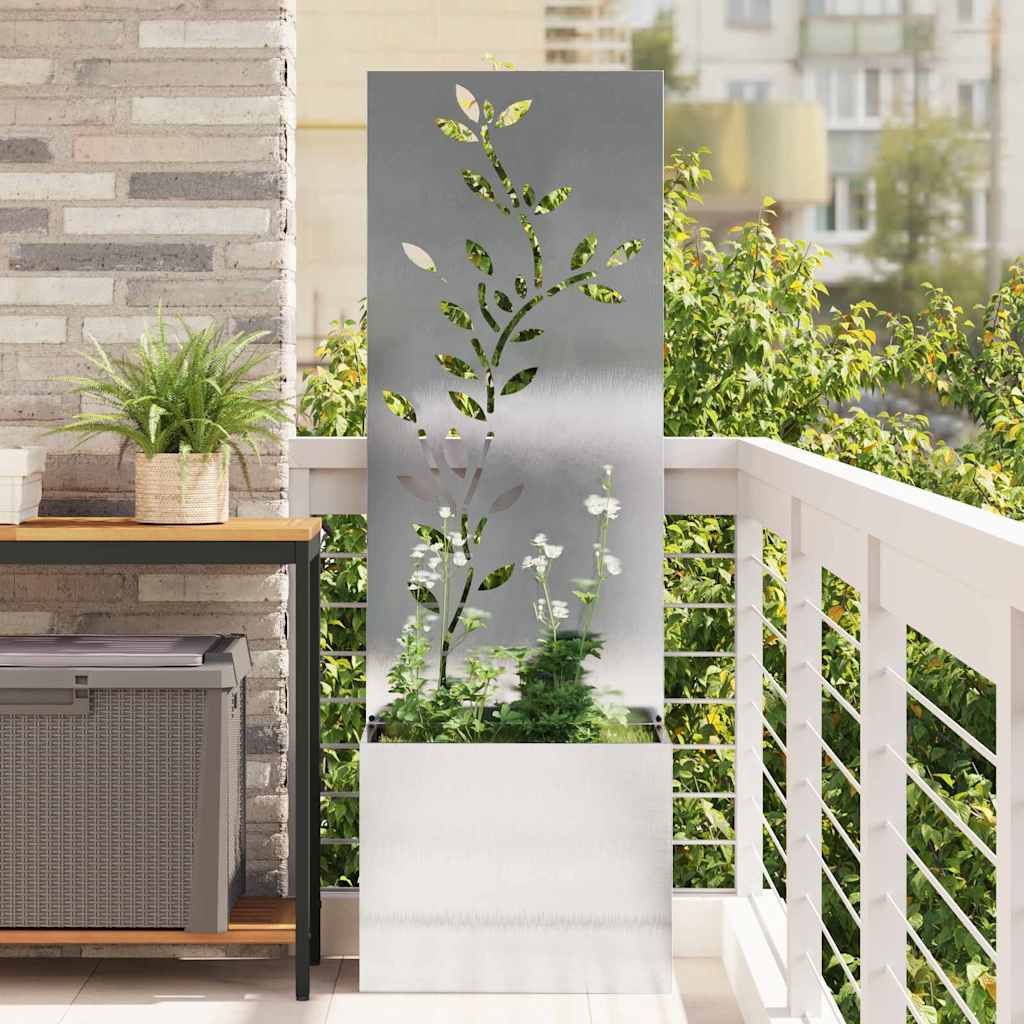 Garden Privacy Screen Sliver 50 x 32 x 150 cm Stainless Steel Leaf