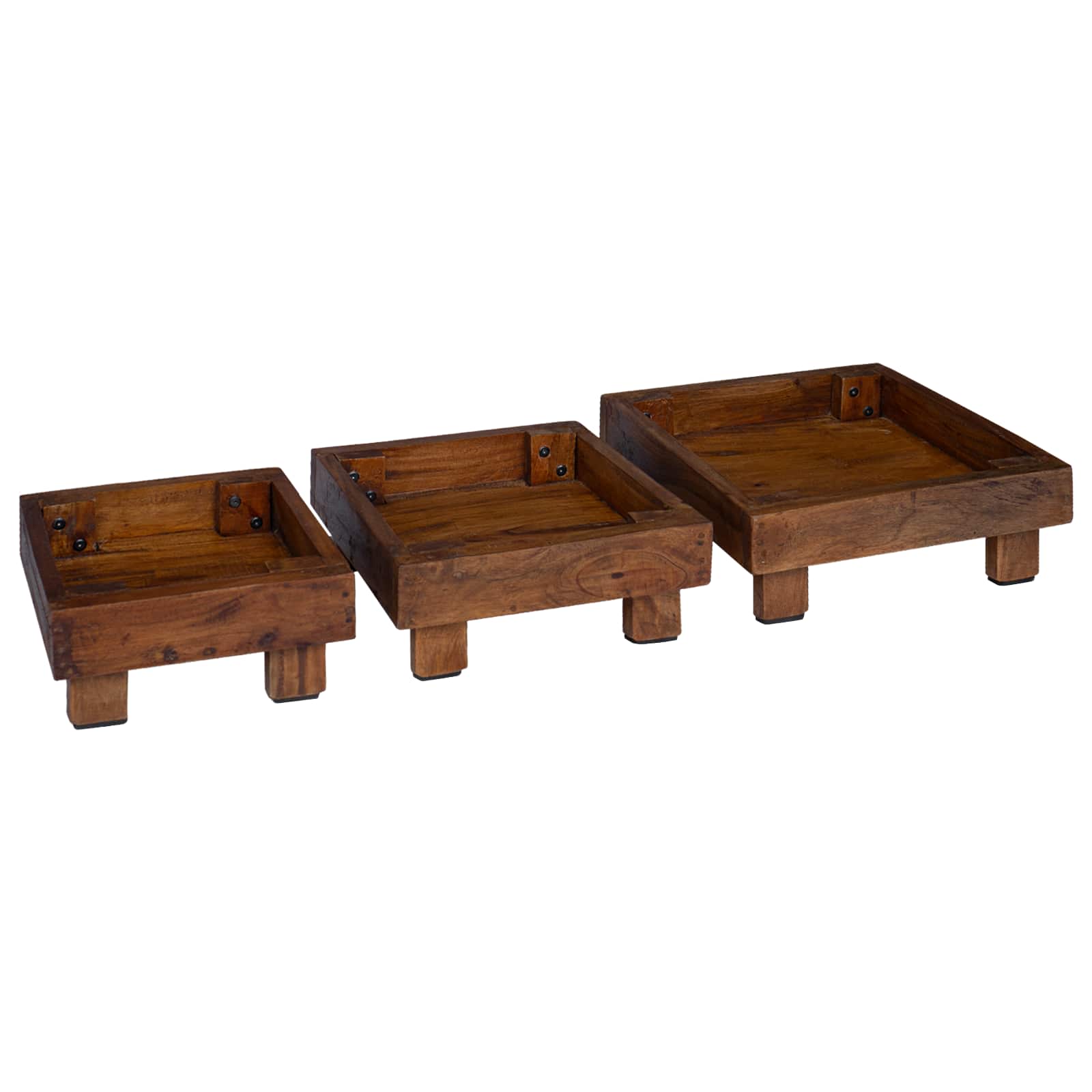 vidaXL Plant Stand 3 pcs Brown 35 x 35 x 12 cm Mahogany Wood 2