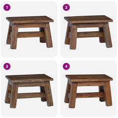 vidaXL Stool Natural 30 x 20 x 20 cm Mahogany Wood 4