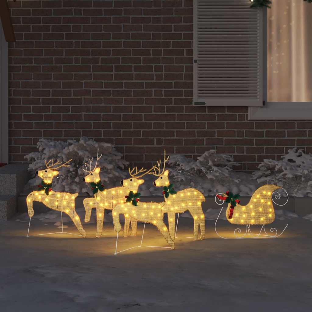 vidaXL LED Reindeers 5 pcs Gold 43 x 18 x 66 cm Fabric 3