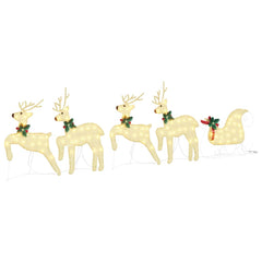 vidaXL LED Reindeers 5 pcs Gold 43 x 18 x 66 cm Fabric 2