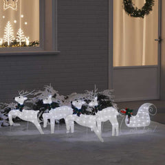 vidaXL Christmas Reindeer with sleigh 60 LEDs Warm White