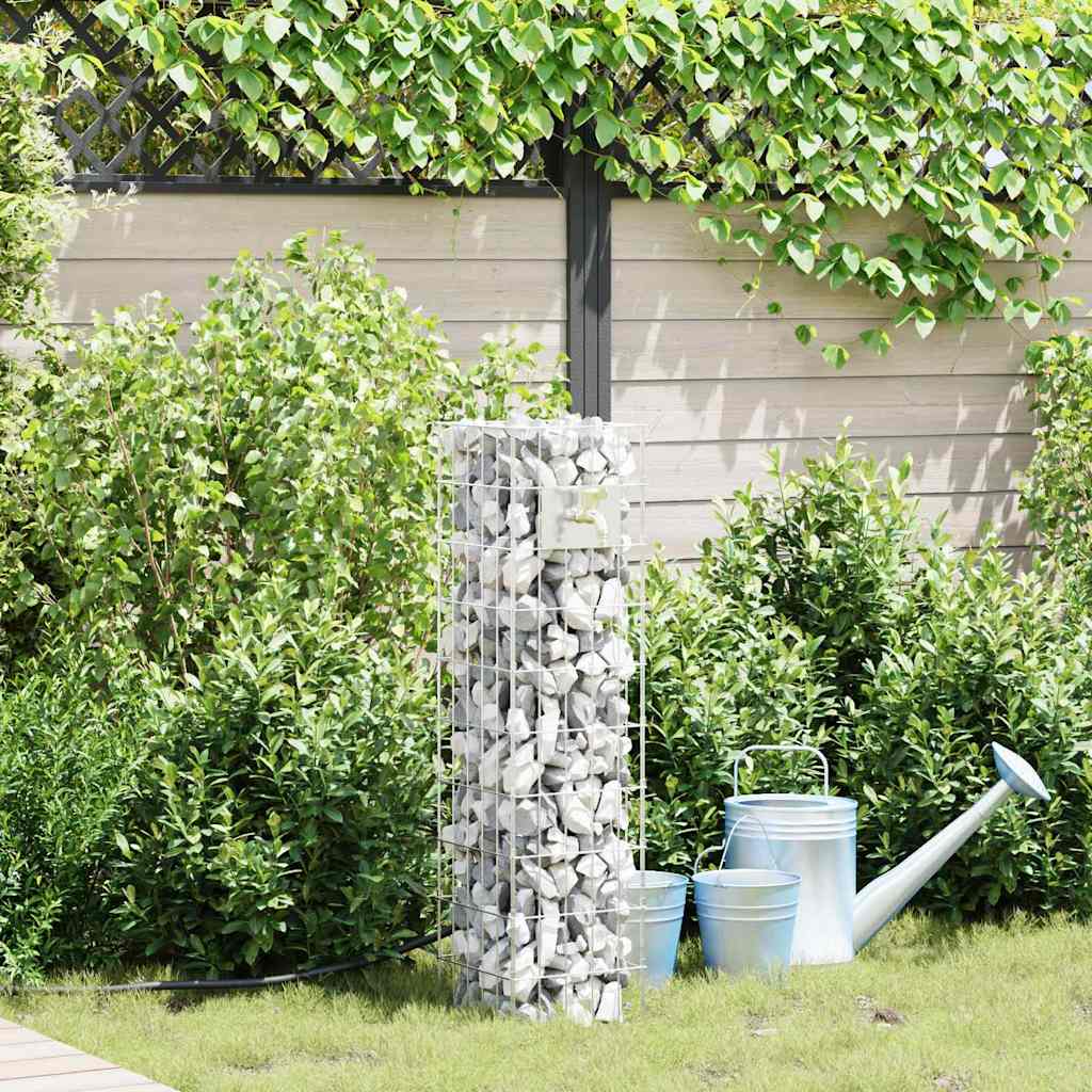 vidaXL Gabion Faucet 4 pcs Silver 25 x 25 x 100 cm Galvanised Steel 1